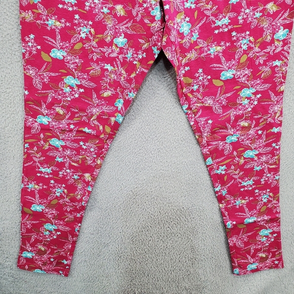Woman Within Leggings Pants Floral Womens Plus Size 1X 22/24 Stretch Pink - Picture 4 of 9